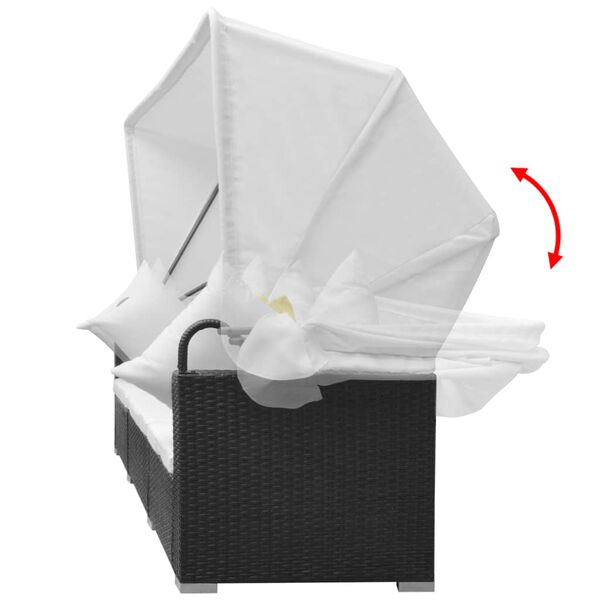 vidaXL ガーデンラウンジ7セット キャノピー付き ポリラタン ブラック