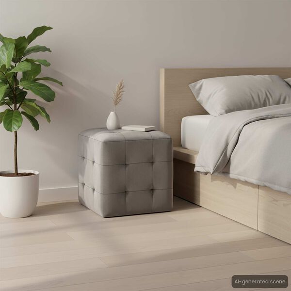 vidaXL ベッドサイドキャビネット 2点 グレー 30x30x30cm ベルベッド生地製