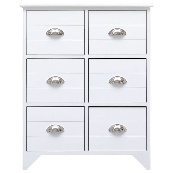 vidaXL サイドキャビネット 引き出し6段付き ホワイト 60x30x75cm 桐材