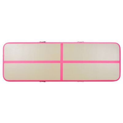 vidaXL エア体操マット ポンプ付き 500x100x10cm PVC製 ピンク