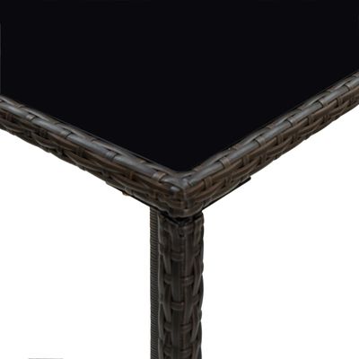 vidaXL ガーデンバーテーブル ブラウン 70x70x110cm ポリラタン＆ガラス製
