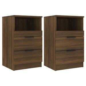 vidaXL ベッドサイドキャビネット 2 個 ブラウンオーク Medium Engineered wood