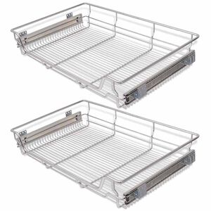 vidaXL 引き出し式 ワイヤーバスケット 2点 シルバー 800 mm