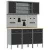 vidaXL 作業キャビネット 引き出し付き 棚で ストレージ付き ロック付き 7 pcs ブラック エンジニアードウッドとスチール