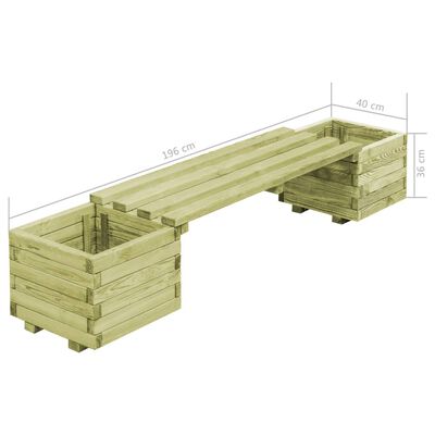 vidaXL ガーデンプランターベンチ 含浸松材