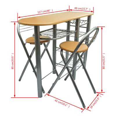 vidaXL キッチン/朝食バー/テーブル＆椅子セット 木製