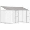 vidaXL 屋根付き犬用ケージ シルバー 400 x 200 x 256 cm スチールとPE