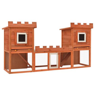 vidaXL 屋外用 大型うさぎ小屋 小動物ハウス ペットケージ ダブルハウス 木製