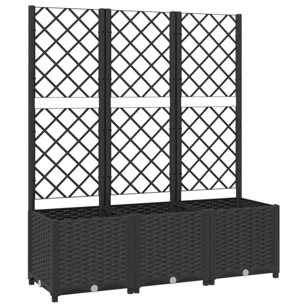 vidaXL ガーデンプランター トレリス付き ブラック 120x40x136 cm PP