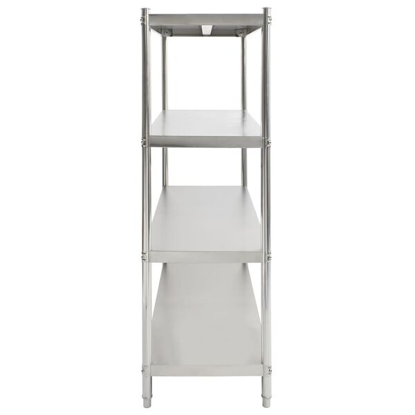 vidaXL 4段キッチン棚 150x48x155cm ステンレススチール製