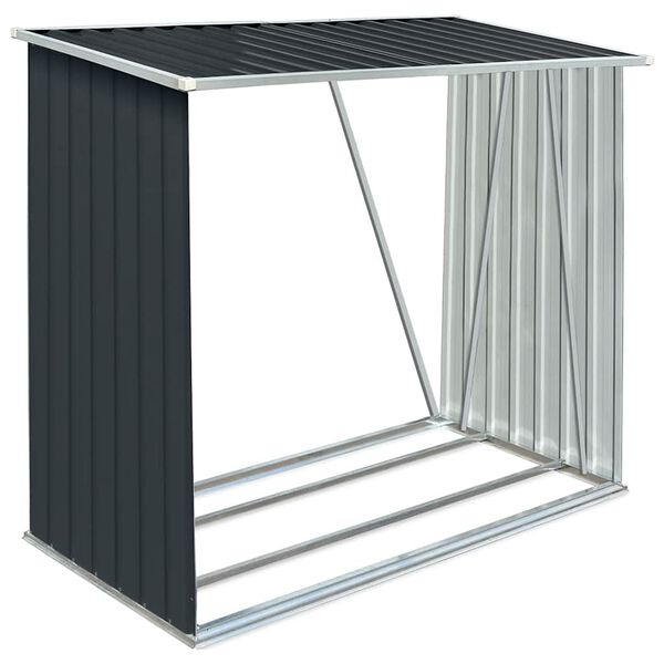 vidaXL ガーデン薪小屋 亜鉛メッキ鋼製 163x83x154cm アントラシート