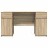 vidaXL デスク 引き出し付き 棚で ストレージ付き ドア付き ソノマオーク 140 x 49 x 76 cm エンジニアリングウッド
