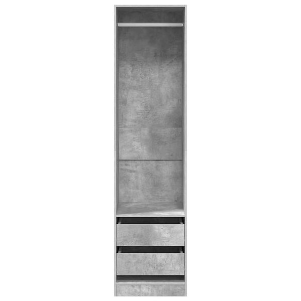 vidaXL 引き出し付き洋服ダンス コンクリートグレー50x50x200cm パーティクルボード