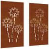 vidaXL ガーデンウォールデコレーション 2個セット 105x55cm コルテン鋼製 花柄デザイン
