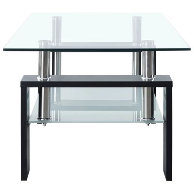 vidaXL コーヒーテーブル ブラック＆透明 95x55x40cm 強化ガラス製