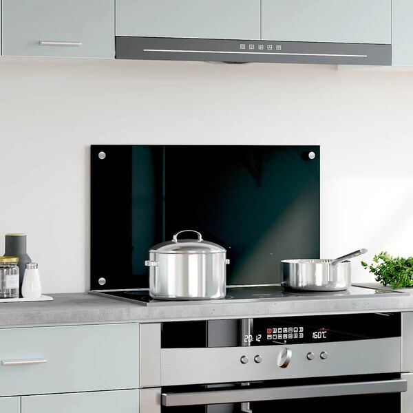 vidaXL キッチン用 汚れ防止板 ブラック 70x40cm 強化ガラス製