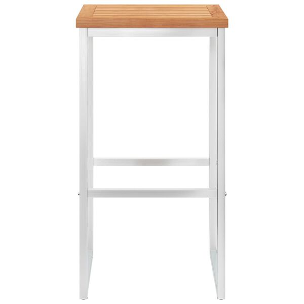 vidaXL バースツール 2点 チーク無垢材＆ステンレススチール