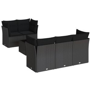 vidaXL 6点セット ガーデンソファセット クッション付き ブラック ポリラタン