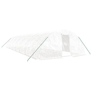 vidaXL スチールフレーム温室 ホワイト 70 m&sup2; 14x5x2.3 m