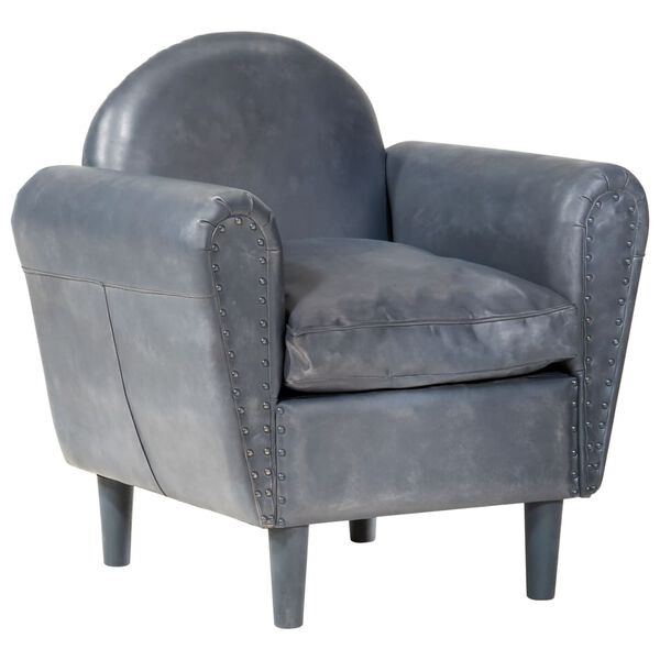 vidaXL タブチェア 77x65x79cm グレー 本革製