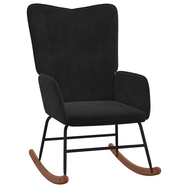vidaXL 327760 vidaXL ロッキングチェア スツール付 ブラック ベルベット
