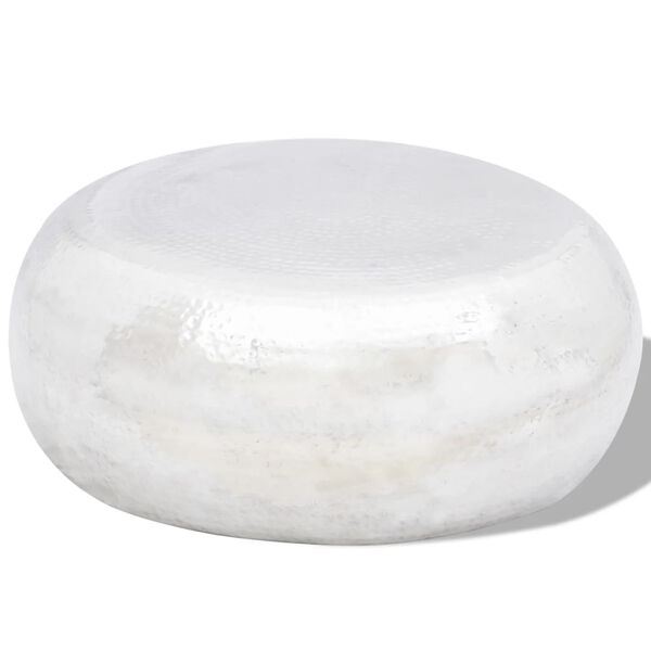 vidaXL アルミ製コーヒーテーブル 槌目仕上げ シルバー