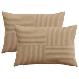 vidaXL クッションカバー 2 pcs ALMELO ブラウン 30 x 50 cm コーデュロイ