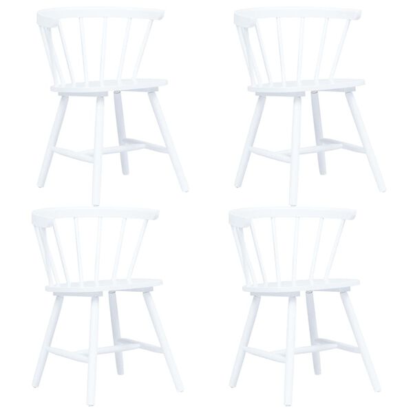 vidaXL ダイニングチェア 4点ホワイトラバーウッド無垢材