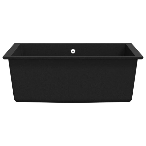 vidaXL キッチンシンク オーバーフロー付き ブラック 花こう岩製