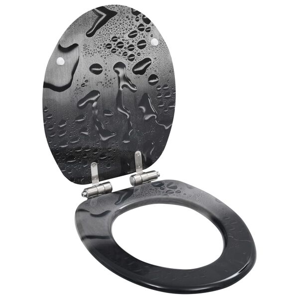 vidaXL トイレ便座 ソフトクローズ式ふた MDF製 水滴デザイン