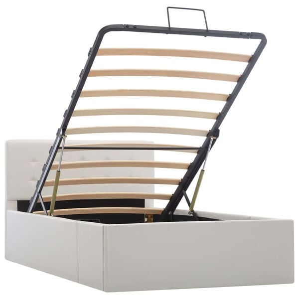 vidaXL 油圧式収納ベッドフレーム ホワイト 合成皮革製 100x200cm