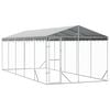 vidaXL 屋外犬小屋 屋根付き シルバー 3x7.5x2.5 m 亜鉛メッキ鋼製