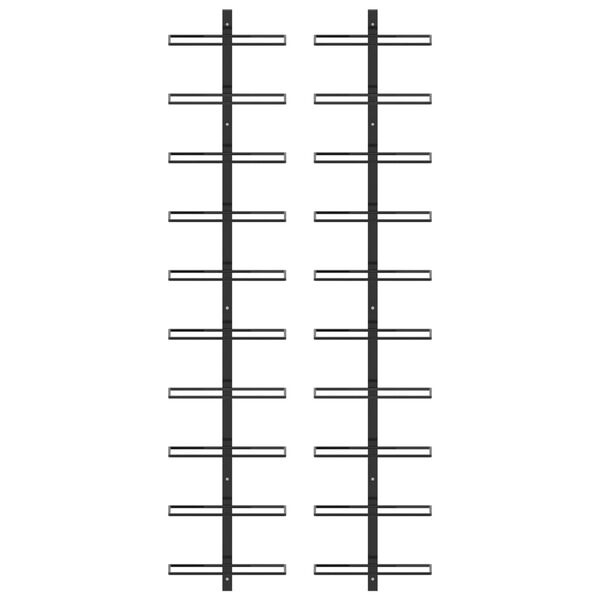 vidaXL 壁掛けワインラック 20本 2点 ブラック 金属製