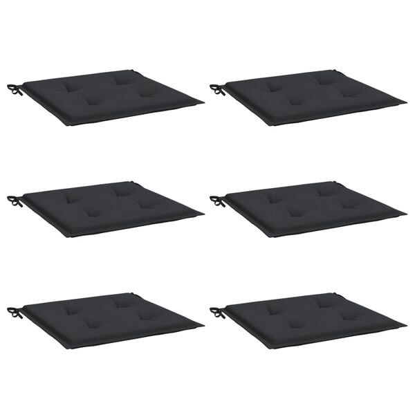 vidaXL ガーデンチェアクッション 6点 ブラック 50x50x4cm オックスフォードファブリック