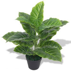 vidaXL 人工観葉植物 サトイモ ポット付き 45cm グリーン