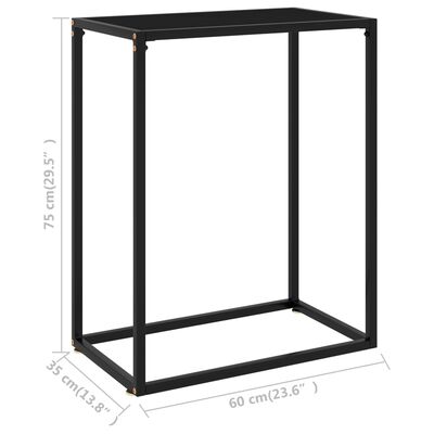 vidaXL コンソールテーブル ブラック 60x35x75cm 強化ガラス製