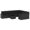 vidaXL 10点セット ガーデンソファセット クッション付き ブラック ポリラタン