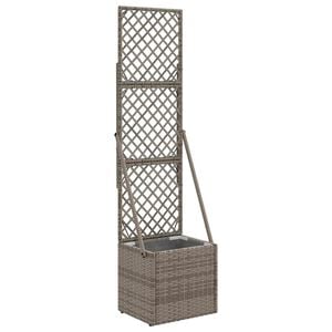 vidaXL トレリス付きガーデンプランター グレー 35&nbsp;x&nbsp;30&nbsp;x&nbsp;135&nbsp;cm ポリラタン