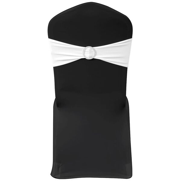 vidaXL チェアバンド ホワイト 25点 ダイヤモンドバックル付き ストレッチ