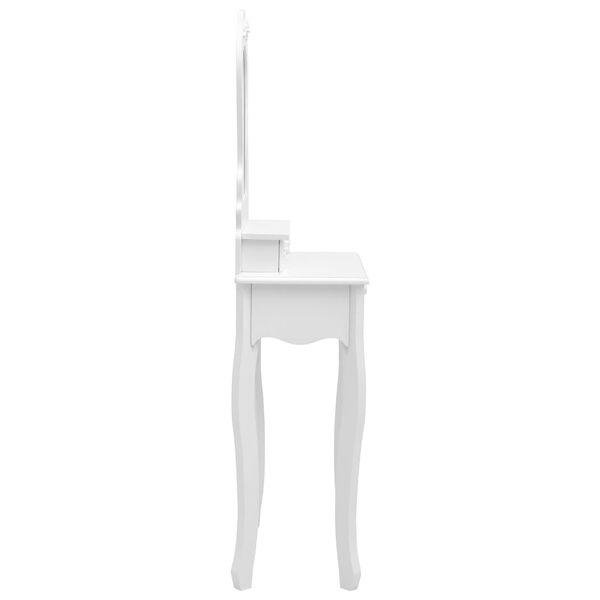 vidaXL ドレッシングテーブルセット スツール付き ホワイト 50x59x136cm 桐材