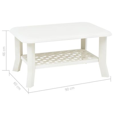 vidaXL コーヒーテーブル 90x60x46cm プラスチック製 ホワイト