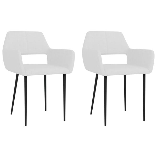 vidaXL ダイニングチェア 2点 ホワイト 布製