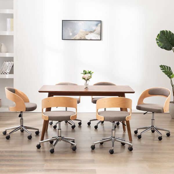 vidaXL 回転式ダイニングチェア 6点セット トープ 曲げ木細工＆布張り