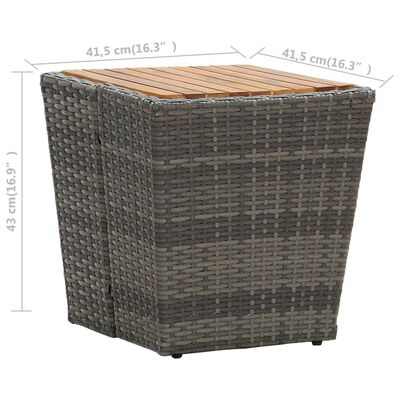 vidaXL ティーテーブル 41.5x41.5x43cm ポリラタン＆アカシア無垢材 グレー