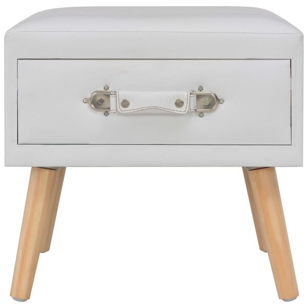 vidaXL ベッドサイドキャビネット ホワイト 40x35x40cm 合成皮革製