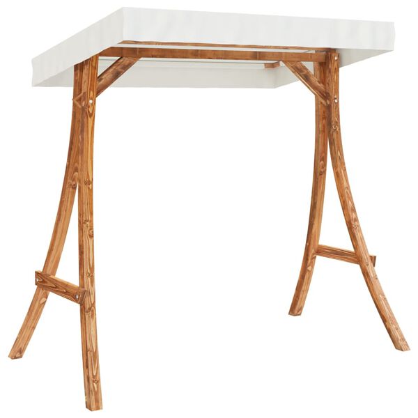 vidaXL スイングフレーム クリームルーフ付き 無垢の曲げ木 チーク調