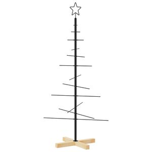 vidaXL 金属製クリスマスツリー 木製ベース付き ブラック 120cm