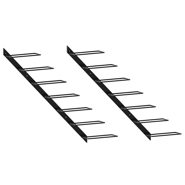 vidaXL 壁掛けワインラック 14本 2点 ブラック 金属製