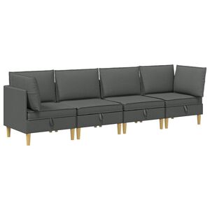 vidaXL リビングルーム家具セット クッション付き ストレージ付き 4 pcs ダークグレー ファブリック