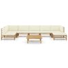 vidaXL 8ピース ガーデンラウンジセット クリームホワイトクッション付き 竹製